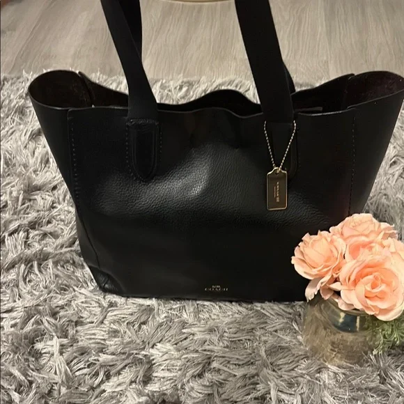 Coach Black Leather Tote Bag - Picture 1 of 12